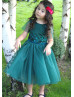 Dark Teal Lace Tulle Flower Girl Dress